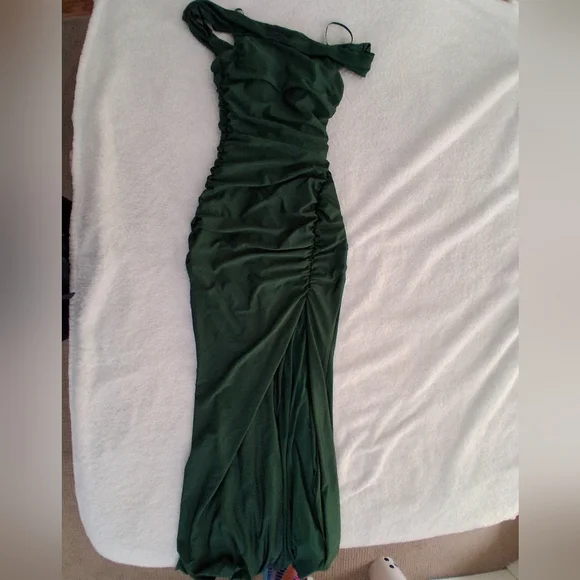 slim fit dress slacks Baltic Born Womens Sasha Ruched Maxi Dress | Green main image 1